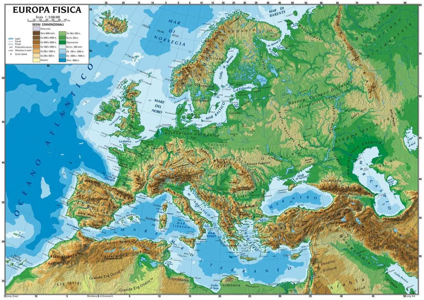 Carta Murale Europa Fisica+Politica Manifattura Del Tigullio –  Cartolibreria Santacatterina