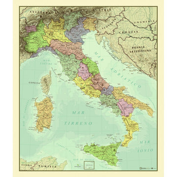 Carta Murale Italia Anticata Stampata Su Cotone Canvas