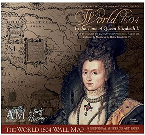 Mappa del Mondo, Carta Murale del 1604 Divisa in 8 fogli